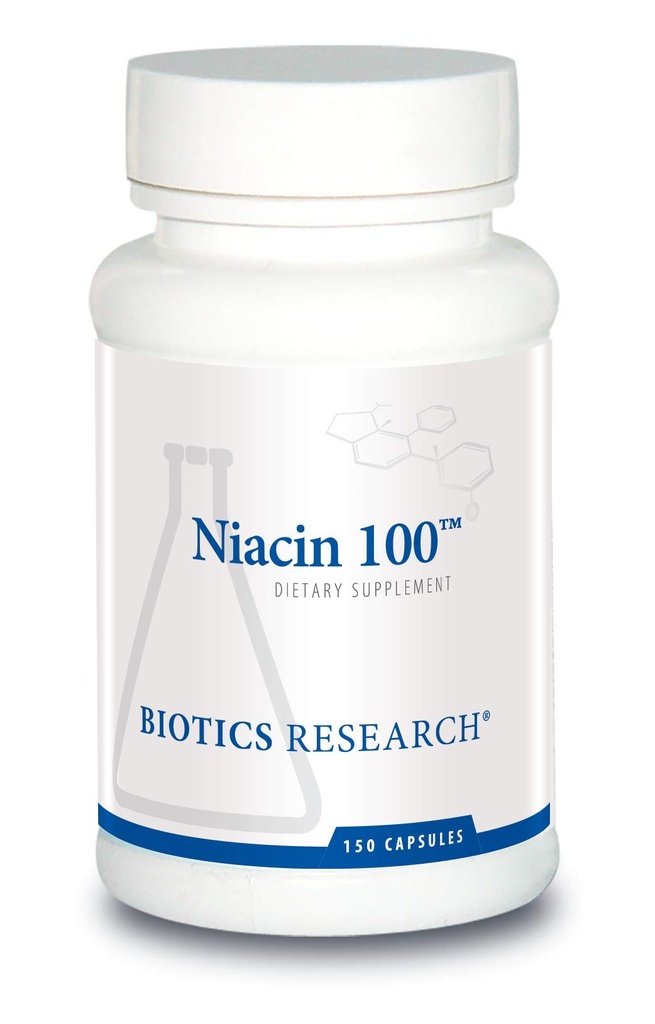 Biotics Research Niacin 100, 100 Milligram Niacin, Vitamin B3, Cholesterol, HDL, LDL, Triglyceride, LP, Cardiovascular Health, 150 Capsules