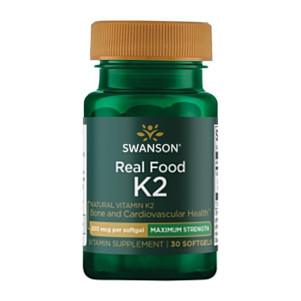 Swanson Maximum Strength Vitamin K2 (MK-7) Bone and Heart Health Supplement for Adults Over 50 Seeking Calcium Regulation - 200 mcg from Japanese Natto (30 Softgels)