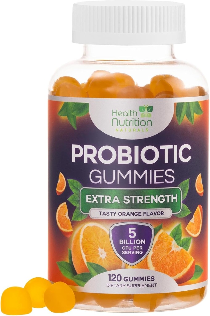 Probiotic Gummies 5 Billion CFU - Diverse Probiotic Strains for Digestive Health & Gut Support Gummy for Women, Hombres, " Kids, Daily Probiotics Supplement for Immune Support, Non-GMO, Vegan, 120 Gummies
