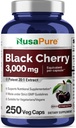 NusaPure Black Cherry Extracto 3000mg 250 Veggie Capsules Max Potency, Non-GMO, Bioperine