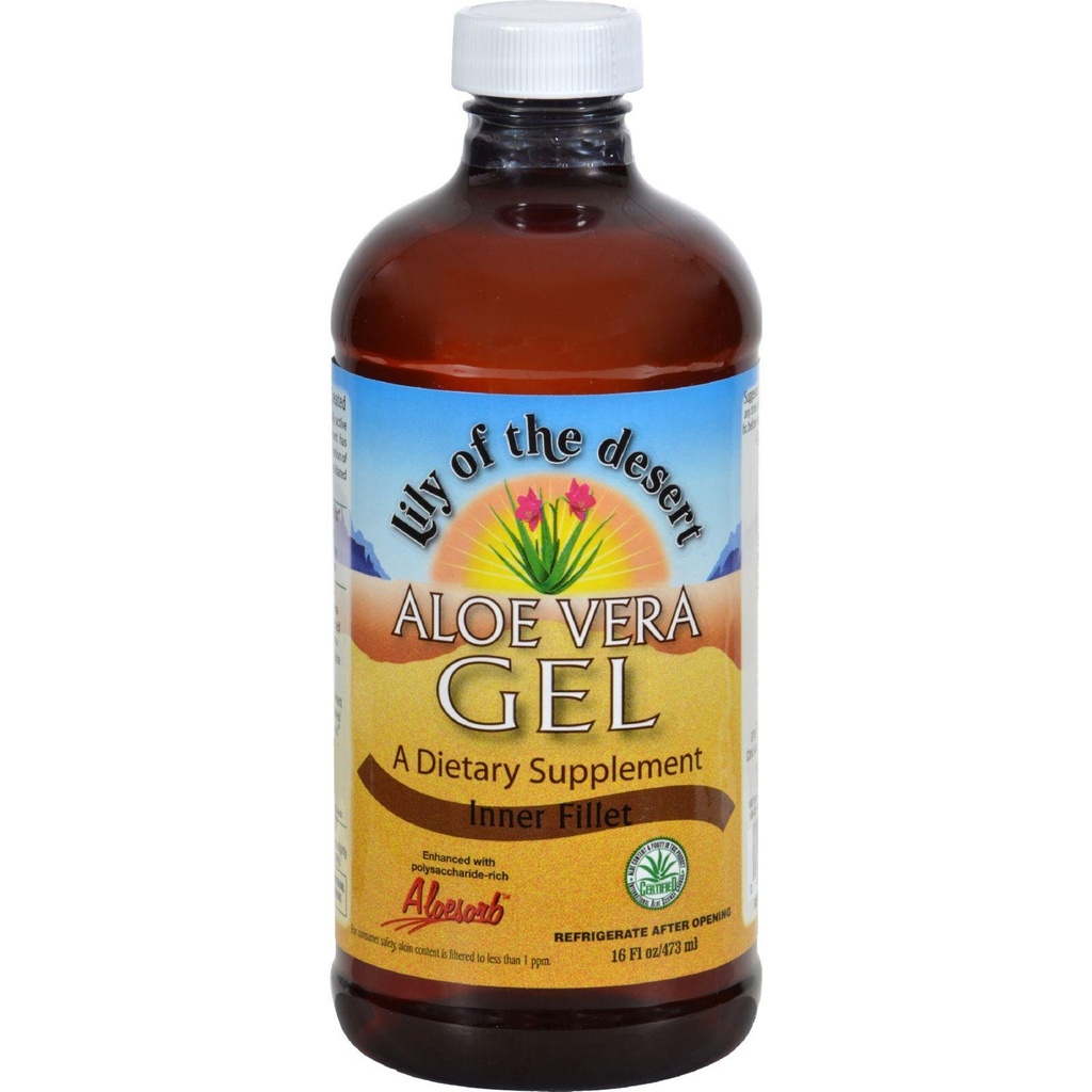 Lily of The Desert Aloe Vera Gel - Fillet interior Fillet Filtrado Aloe Vera Drink, Thicker Consistency,Digestive Enzymes for Gut Health, Stomach Relief, Wellness Glowing Skin 16 Fl Oz Gelly Sachet Incluido.