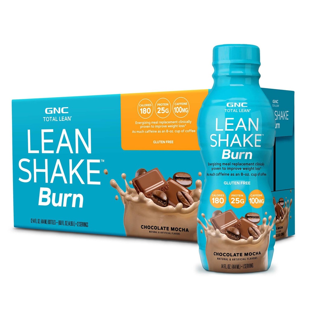 GNC afeitado afeitado con cafeína, reemplazo de comida, chocolate mocha, 25g Proteína, gestión de peso clínicamente demostrada, listo para beber, cero añadido azúcar, 14 botellas de oz, paquete de 12