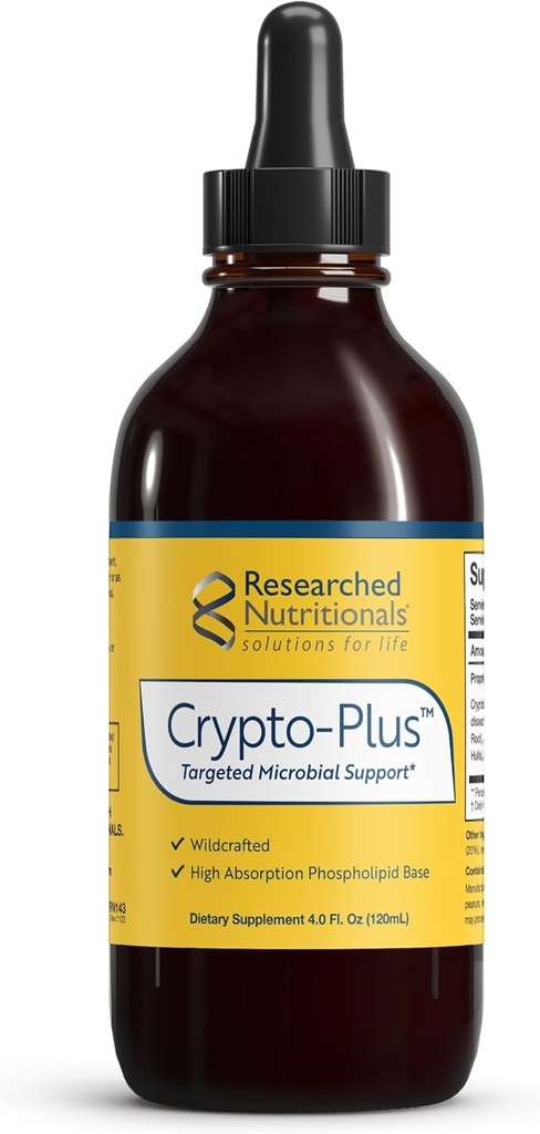 Investigación Nutricional Crypto-Plus - Fórmula de apoyo microbiano dirigida con raíz roja, extracto de nuez negro y entrega de fosfolípidos para la absorción máxima de nutrientes (4 Fl Oz)