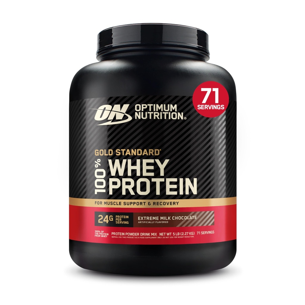 Optimum Nutrition Gold Standard 100% Whey Protein Powder, Extreme Milk Chocolate, 5 libras (Packaging May Vary)