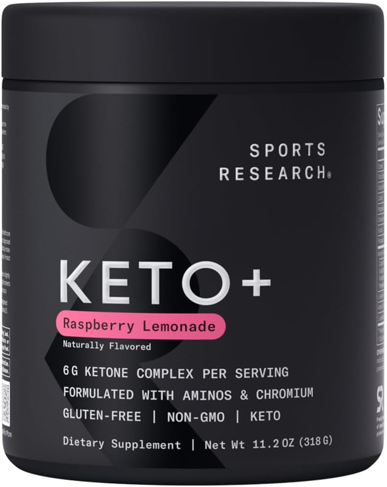 Investigación Deportiva Keto Plus Ketones Exógenos con goBHB - 30 Sirviendo Ø Keto Electrolyte Powder para la hidratación, energía, foco " Ketosis  durable Keto Certified, Vegan Friendly (Raspberry Lemonade)