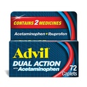 Doble acción Advil Coated Caplets con Acetaminophen, 250 Mg Ibuprofeno y 500 Mg Acetaminophen Per Dose (2 Dose Equivalente) por 8 horas Alivio del dolor - 72 Cuenta