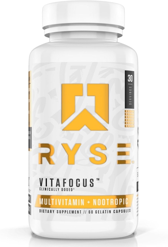 RYSE Core Series VitaFocus ← Multivitamin + Nootropic  sometida Total Brain ' Body Support Silencio Con 13 Vitaminas Esenciales &amp; 8 Minerales Esenciales
