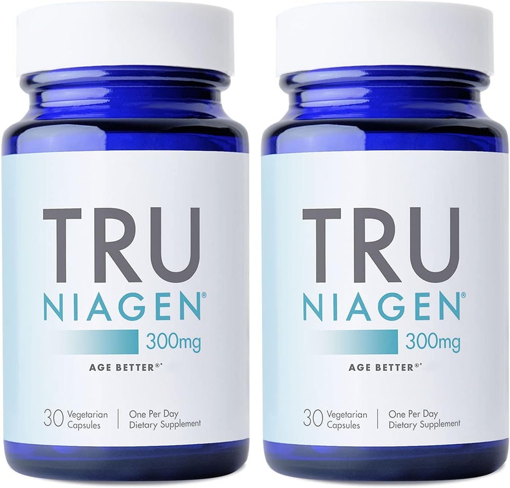 TRU NIAGEN Patented NAD Supplement for Anti Aging and Cell Regeneration, 300mg Niagen, 30 Servings ← Soportes Cellular Energy, Brain, Muscle ← Nicotinamide Riboside (NR) Take 1 Daily TEN 2 Botellas