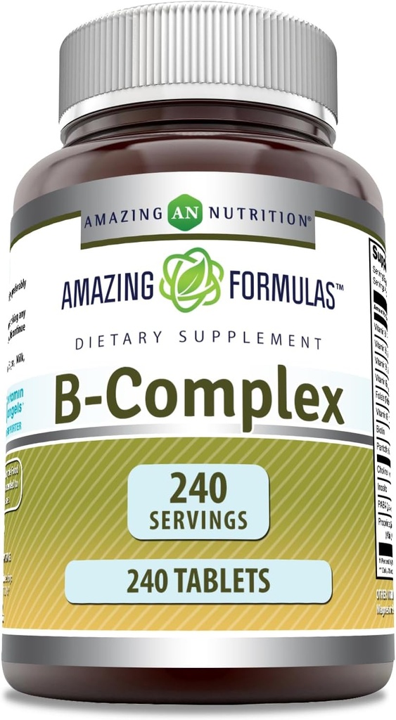 Impresionantes fórmulas Complejo de vitamina B con 11 Nutrientes clave ← Tablets Suplemento TENIDO Vitamina B1, B2, B3, B6, B12, Ácido Fólico, Biotina, Choline, Inositol, PABA (240 Conde)