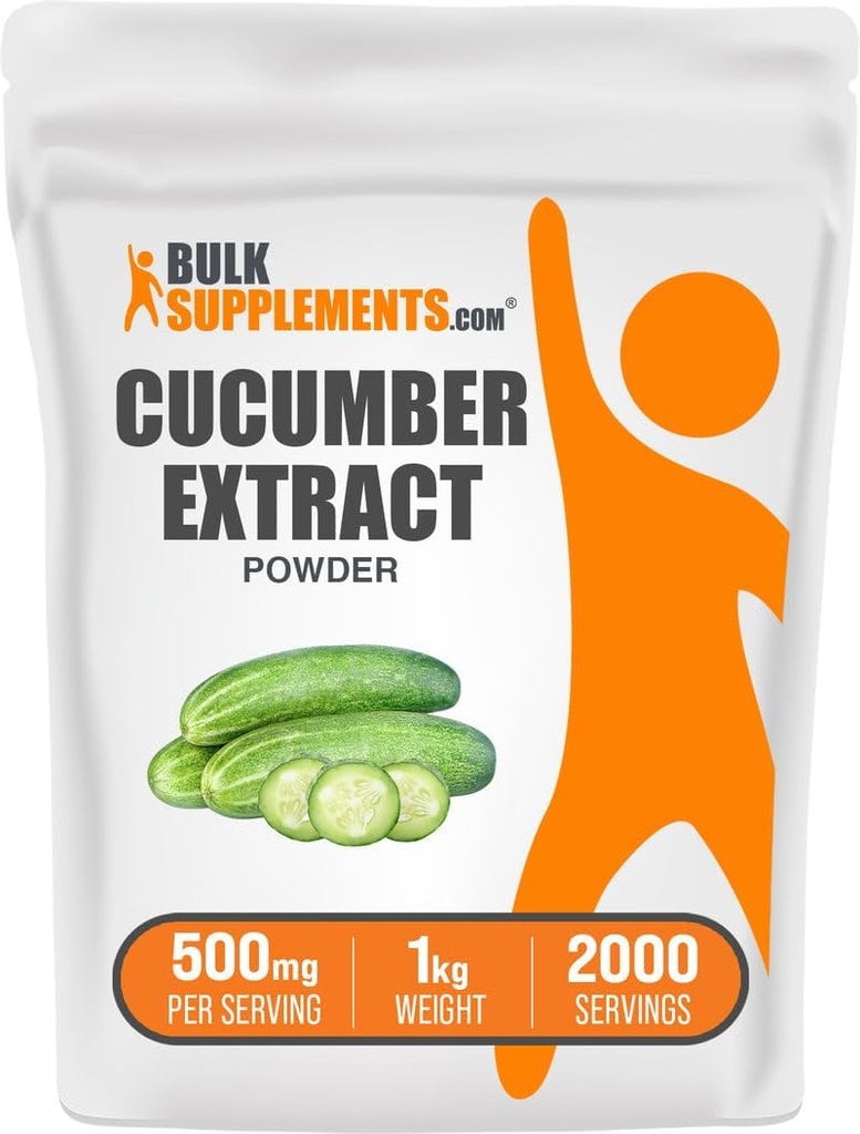 BulkSupplements.com Extract Powder de pepino - Suplemento de pepino, para la hidratación - Vegan &amp; Gluten Gratis, 500mg por Serving, 1kg (2.2 lbs) (Pack of 1)