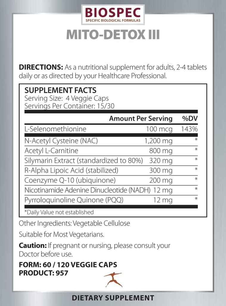 BIOSPEC NUTRITIONALS Mito-Detox III – N-Acetyl Cysteine (NAC), Acetyl L-Carnitine, Alpha Lipoic Acid (ALA), Co-Q-10