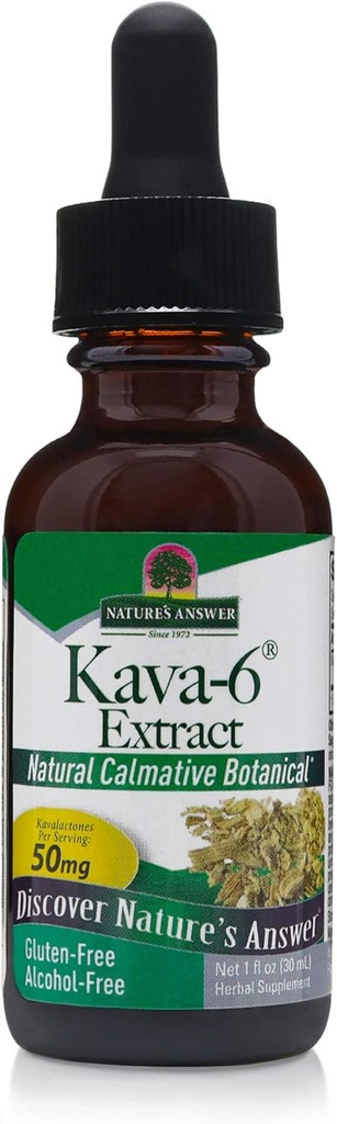 Respuesta de la naturaleza Kava-6 Extracto TENIDO Apoyo Stress Relief TEN Gluten-Free, Alcohol-Free &amp; Vegan 1oz