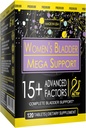 Actif Women's Bladder Mega Support con 15+ Factores, Non-GMO, para control de vejiga y soporte completo de vejiga, Made in USA, 120 Con
