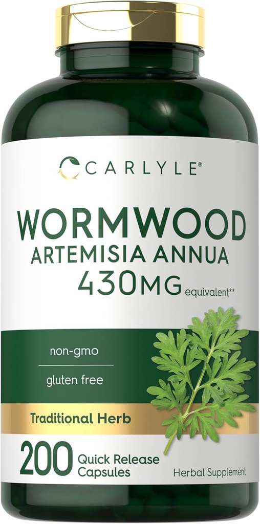Carlyle Wormwood Capsules 430mg ← Artemisia Annua Herb  200 Count ← Non-GMO &amp; Gluten Free Supplement
