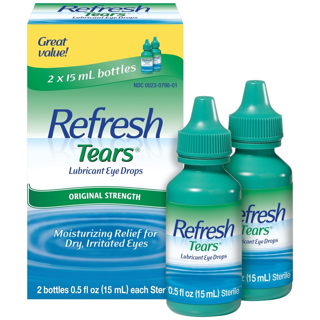 Refresh Tears, Lubricant Eye Drops, 2 Bottles .5 fl oz (15 ml)