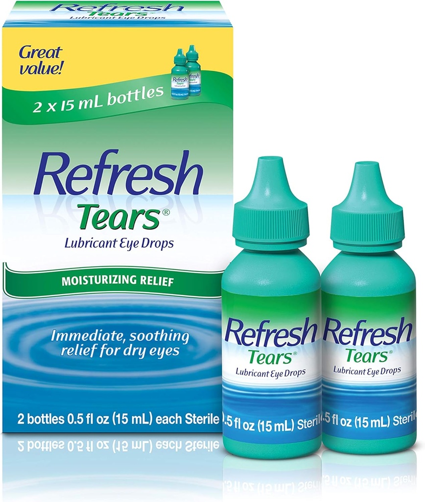 Teares refrescos, gotas de ojos lubricantes, 2 botellas .5 fl oz (15 ml)