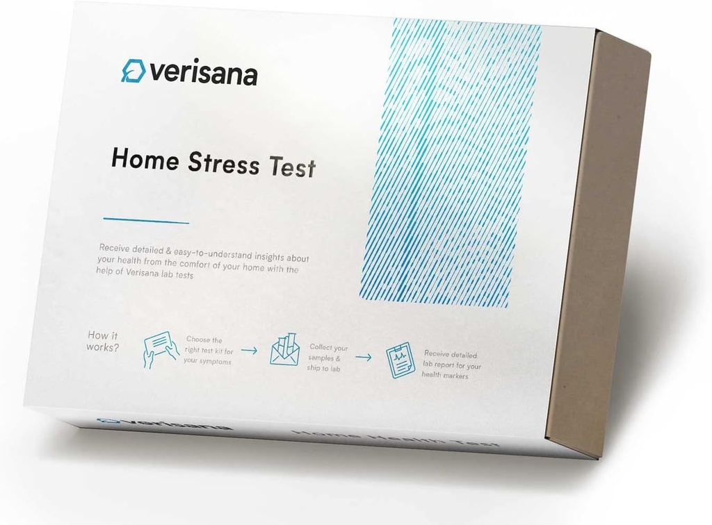 Home Test de estrés – Kit de prueba de saliva para niveles diarios de cortisol – 4 niveles de cortisol durante todo el día – CLIA Certified Lab – Verisana