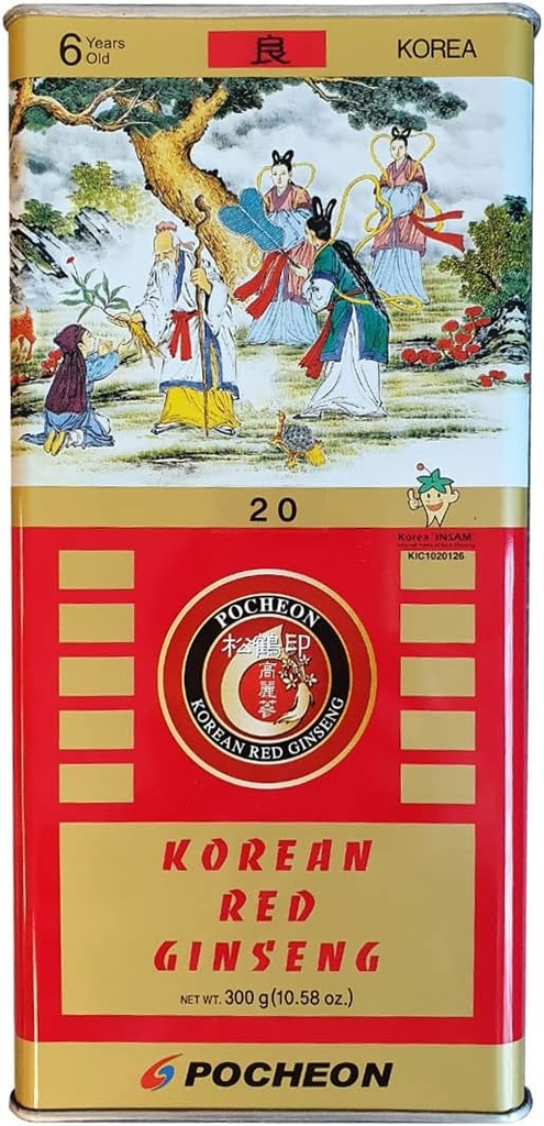 Pocheon 300g Coreano Canned Panax Red Ginseng 14 Roots 6Years Good Grade 300-20, Natural Immune Support