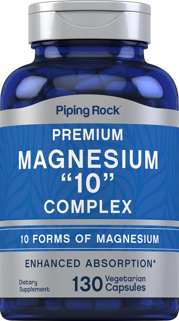 Piping Rock Magnesium 10 in One Complex ← 130 Capsules ← Suplemento para Hombres y Mujeres