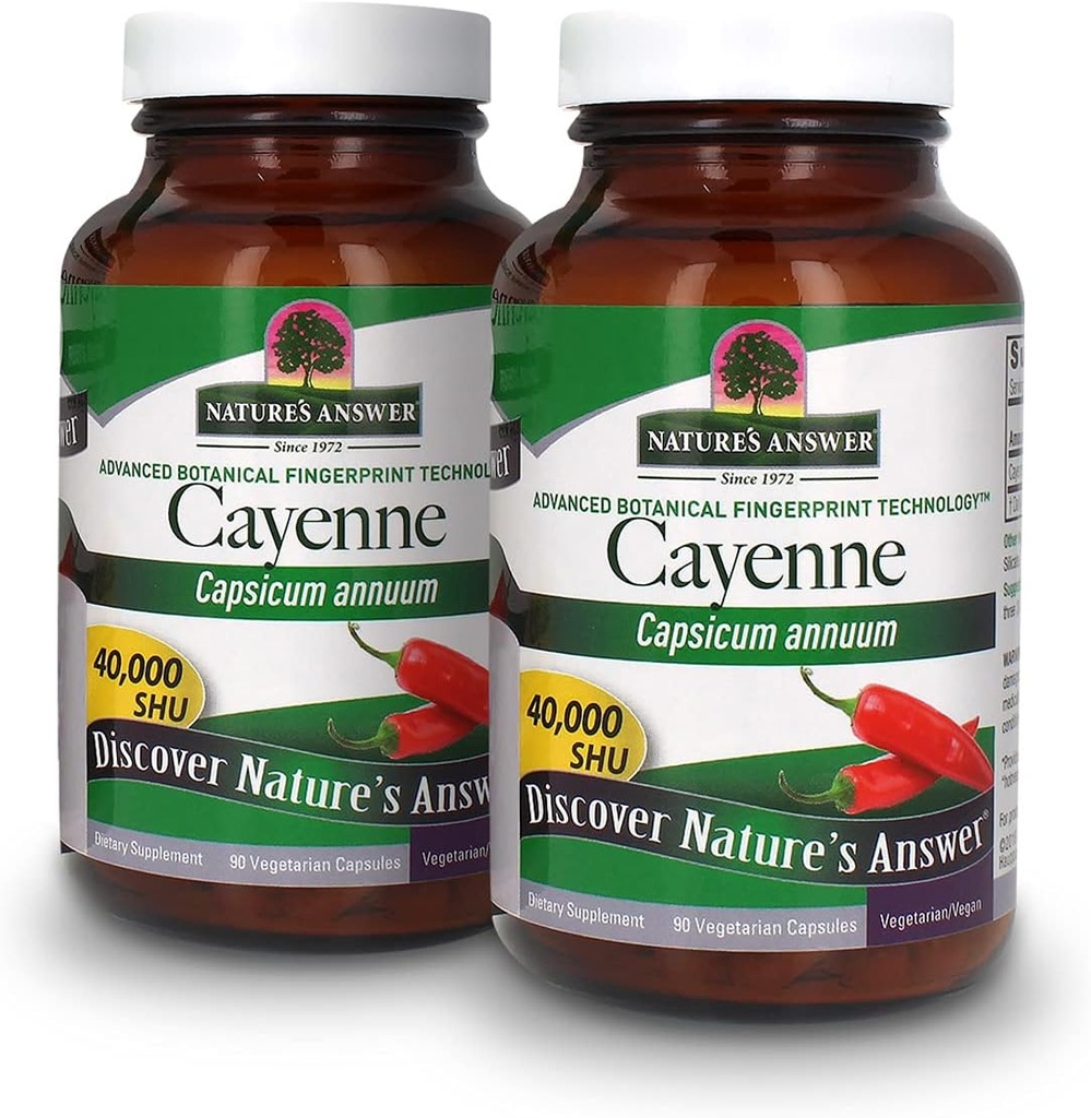 Respuesta de la naturaleza Cayenne Pepper Powder Capsule Suplemento, 90-Count ← Metabolismo Natural Booster ← Promueve la Salud Cardiovascular