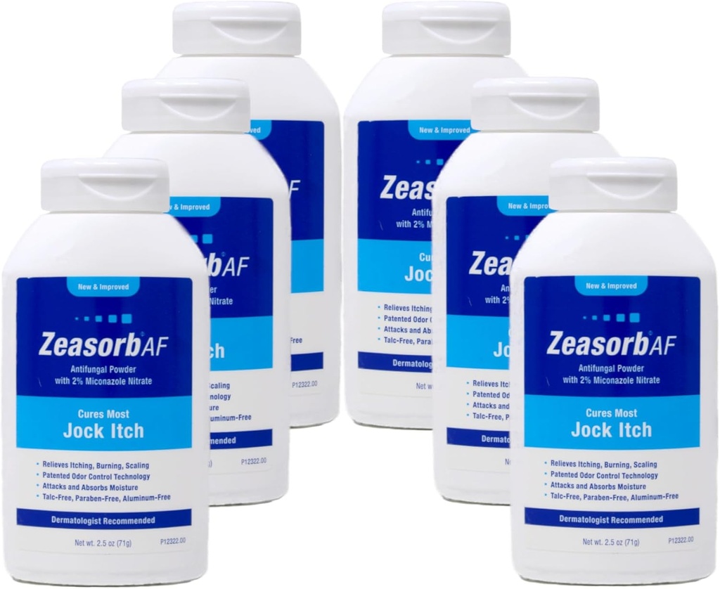 Zeasorb Antifungal Treatment Powder, Jock Itch - 2.5 oz, Pack de 6