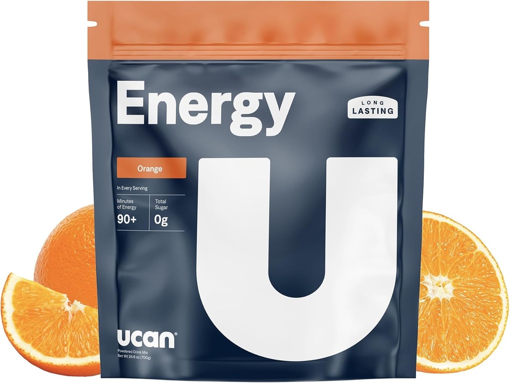 UCAN Energy Powder, Tropical Orange, Keto, Sugar-Free Pre &amp; Post Workout for Men &amp; Women, Non-GMO, Vegan, Gluten-Free, Great for Runners, Gym-Goers and High Performance Athletes (28 Servings, 24.6oz)