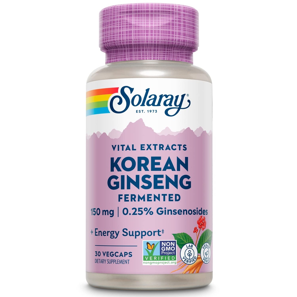 SOLARAY Fermented Korean Ginseng Root Extract ← Healthy Stress, Energy & Physical Endurance Support ← Vegan, Non-GMO TEN 30 VegCaps