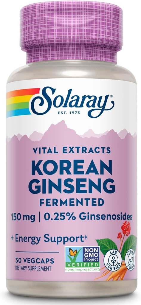 SOLARAY Fermented Korean Ginseng Root Extract ← Healthy Stress, Energy & Physical Endurance Support ← Vegan, Non-GMO TEN 30 VegCaps