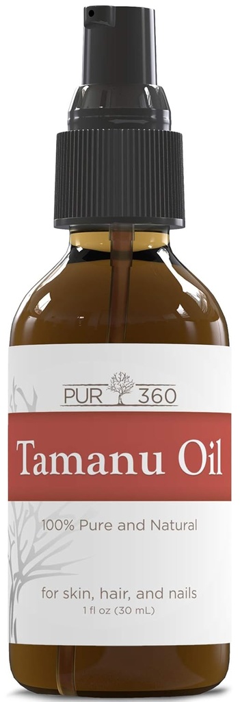 PUR360 Tamanu Oil - Mejor Tratamiento para la Psoriasis, Eczema, Acne Scar, Rosacea - Alivio para la piel seca, cuero cabelludo, cuero cabelludo y más - Cold Presionado - Provenido 100% puro