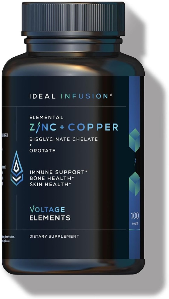 Elementos de tensión Zinc Bisglycinate + Orotate 245mg con Cobre Chelate: Muscle & Skin Health, Hormone Balance - Elemental Zinc 50mg (100 Servings) Vegan