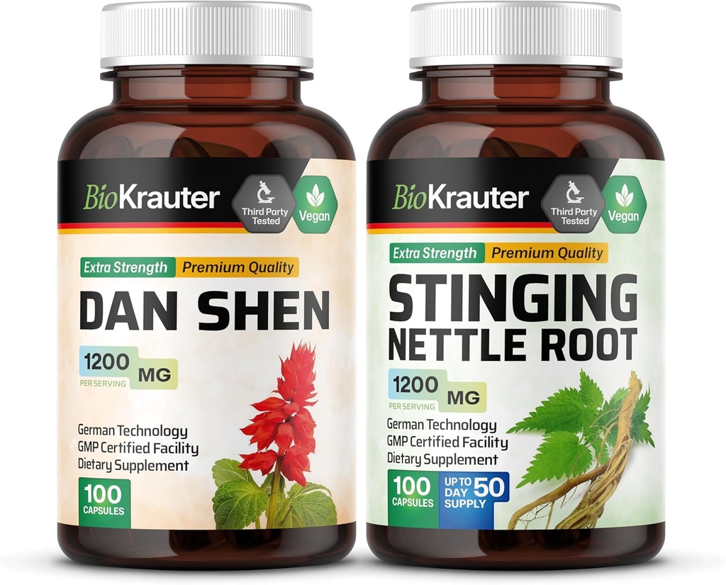 BIO KRAUTER Dan Shen 100 cápsulas &amp; Stinging Nettle 100 cápsulas