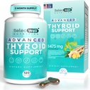 Soporte avanzado de tiroides, fuente de 2 meses – apoya la energía, Focus &amp; Hormone Balance – con Iodine, Selenium, Ashwagandha & L-Tyrosine (Vegetariano, No GMO)
