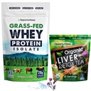 Opportuniteas Grass Fed Deflavored Whey Protein & Liver Detox Matcha Tea - Apoya tus músculos mientras limpias tu hígado - Bundle