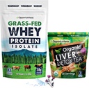 Opportuniteas Grass Fed Deflavored Whey Protein & Liver Detox Matcha Tea - Apoya tus músculos mientras limpias tu hígado - Bundle