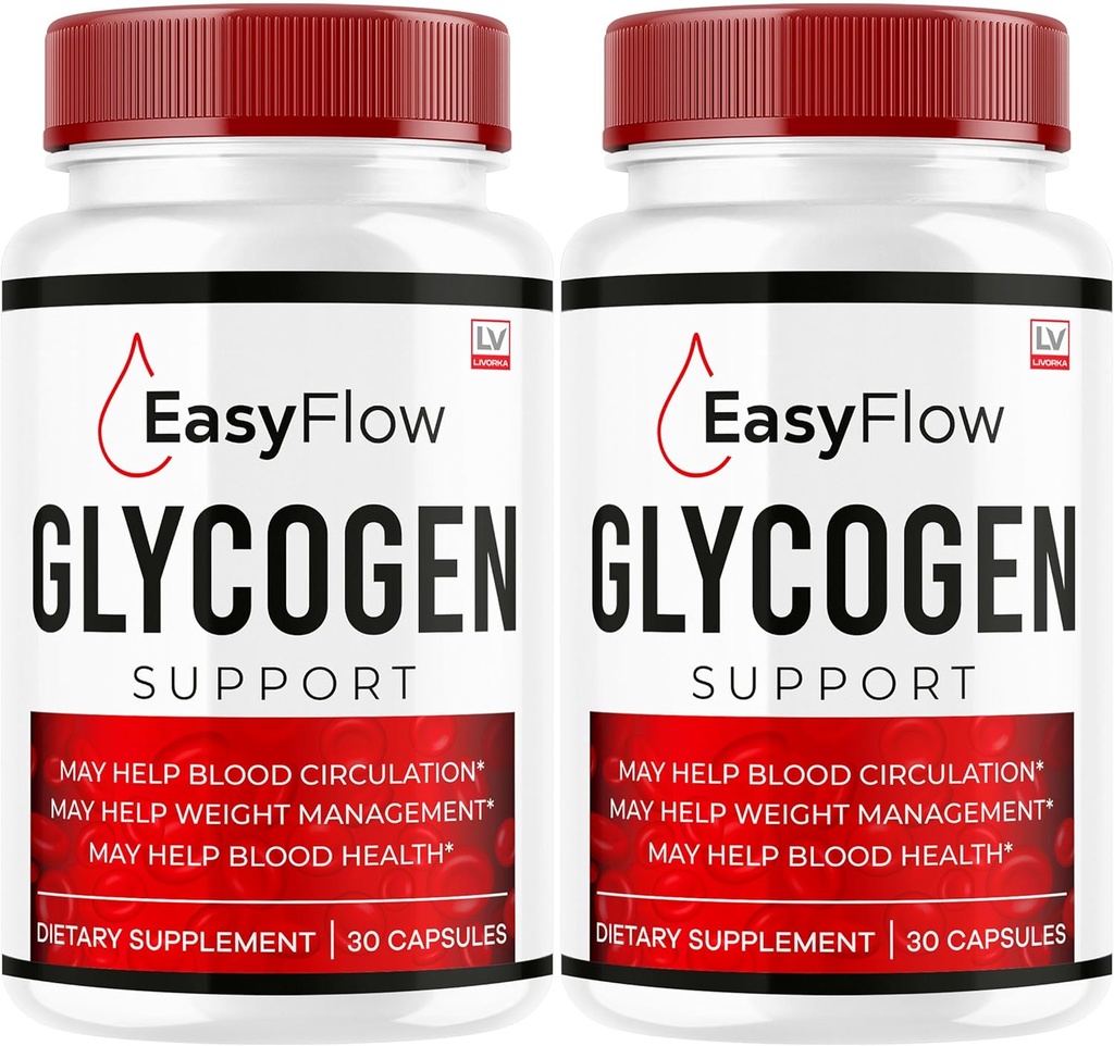 (2 Pack) Easy Flow Glycogen Support - EasyFlow Glycogen, Easy Flow, Easy Flow, Easy Flow Glycogen Supplement, Glycogen Support Easy Flow, Easy Flow Glycogen, 60 cápsulas para 2 meses