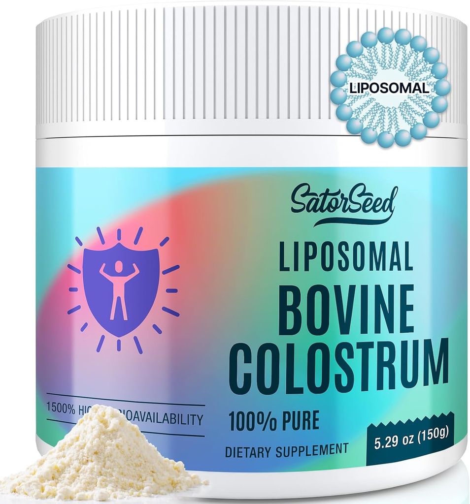 Liposomal Bovine Colostrum Powder Suplemento 2500mg – 100% Puro Colostrum, 1500% Biodisponibilidad Superior para Immune y Gut, 60 Servimientos (1 Botella)