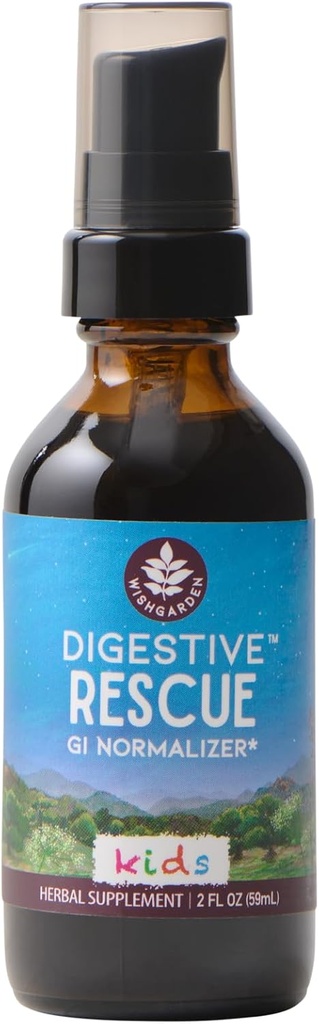 WishGarden Herbs Rescate digestivo para niños - Herbal de base vegetal &amp; Alivio Digestivo orgánico Tintura con hoja de menta, raíz de jengibre &amp; semilla de hinojo, Soothes Digestive Tummy Discomforts, 2oz