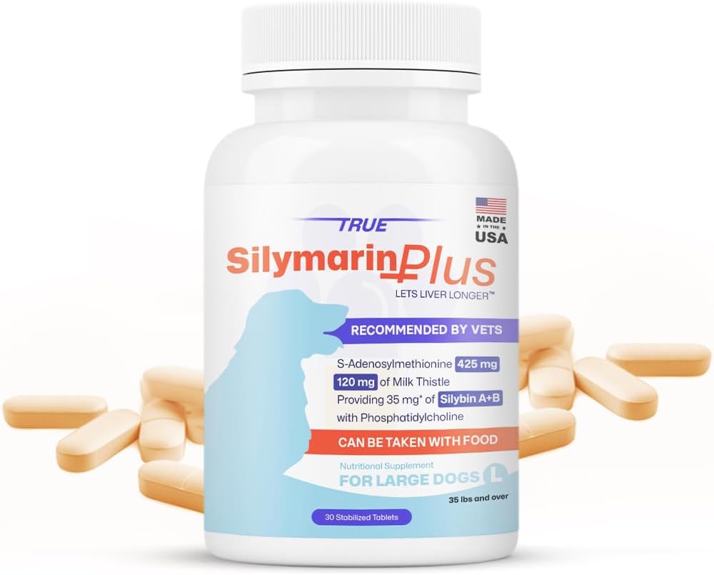 Liver Support & Health Supplement for Large Dogs – (Milk Thistle Dogs) Silymarin & Silybin Formula, (Same), S-Adenosylmethionine, 30 Tablets for Liver Detox & Support for Dogs