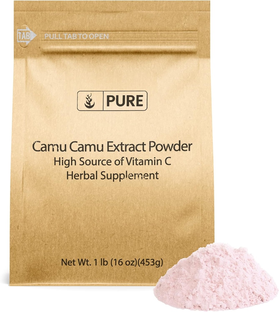 PURE ORIGINAL INGREDIENTES Camu Camu (1lb) Vitamina C, Superalimentos brasileños, Verificado por laboratorio, No GMO