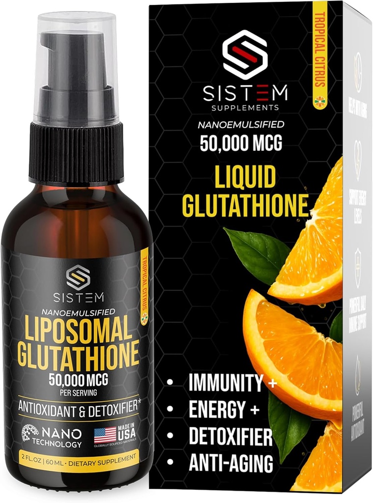 Sistem Liposomal Glutathione Suplemento, Antioxidantes, Detox Cleanse, Immune Support Suplemento, Vitamina C, Liposomal Spray, Glutathione Serum, Tropical Citrus Flavor