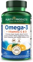 Productos de pureza - Omega-3 Plus Vitamina C &amp; D, 60 softgels