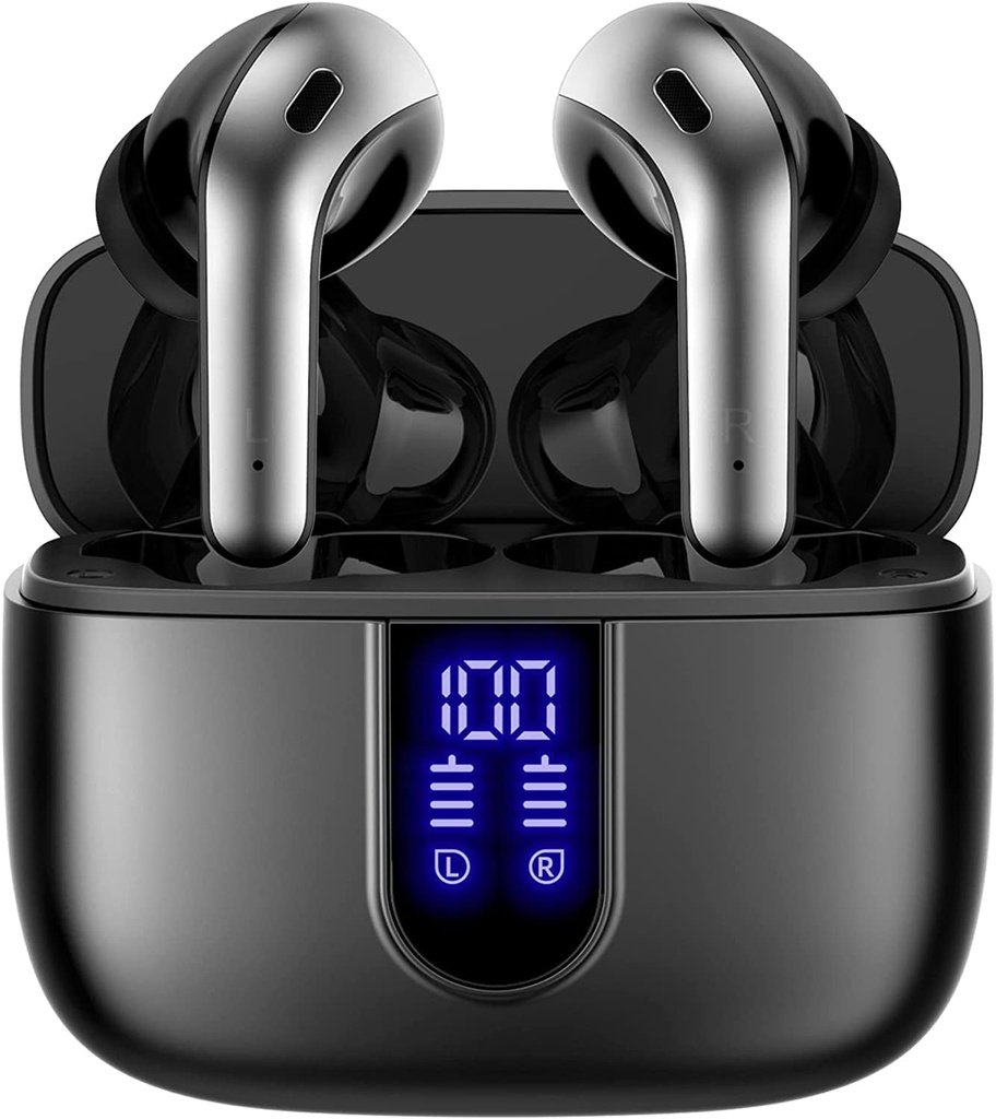 Auriculares Bluetooth TAGRY True Wireless Earbuds 60H Playback LED Power Display Auriculares con caja de carga inalámbrica IPX5 Auriculares impermeables en el oído con micrófono para TV Smart Phone Laptop Computer Sports