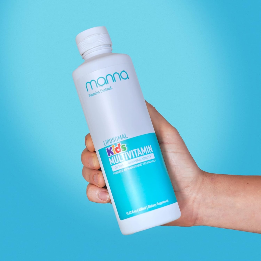 Vitaminas Manna Evolución Liposomal Niños Multivitamina - Vitamina D3 & vitamina A Suplemento - Vitamina B12 & Vitamina C Suplemento - Niños Líquidos Multivitamina - Suplemento de Apoyo Inmunitario para Niños