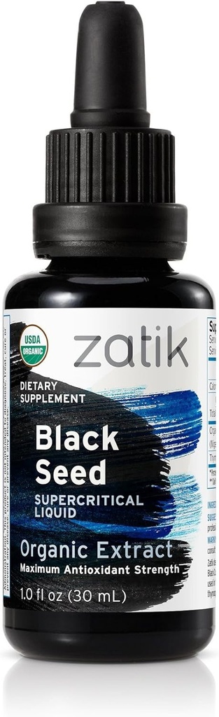 Zatik Naturals - Orgánica Black Seed Full Spectrum Supercritical Liquid Extract, Maximum Antioxydant Strenght, 1 Fl Oz