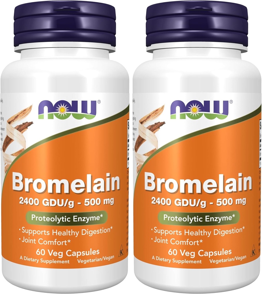 AHORA Suplementos, Bromelain (Natural Proteolytic Enzyme) 2,400 GDU/g - 500 mg, Natural Proteolytic Enzyme*, 60 Veg Capsules (Pack of 2)