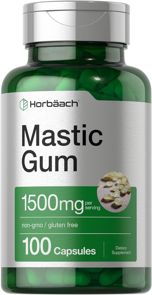 Horbäach Mastic Gum ← 1500mg  100 Capsules ← Non-GMO &amp; Gluten Free Supplement