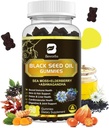 Black Seed Oil &amp; Sea Moss Gummies ← Irish Sea Moss Gummy with Ashwagandha, Black Seed Oil, Elderberry, Turmeric, Vitamin D3, C, Zinc - Support Immunity, Joints, Digestion, Hair Growth - 60