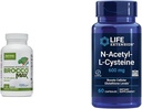 Jarrow BroccoMax with Sulforaphane for Liver Health, 120 Delayed Release Capsules & Life Extension N-Acetyl-L-Cysteine (NAC), immune, respiratory, liver health