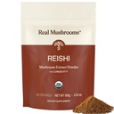 Real Mushrooms Reishi Mushroom Powder - Extractos de setas orgánicas manipulados - Red Reishi for Tranquil Daily Wellness with Verified Beta Glucans Vegan, Non-GMO, No Grain Fillers, 100 Servings