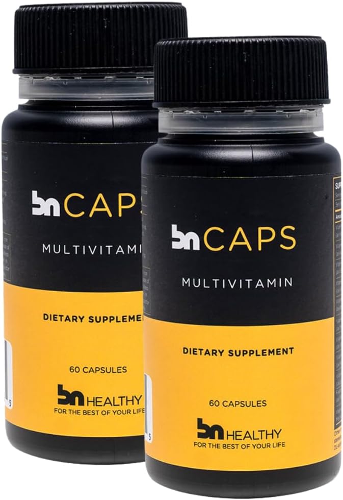 Cápsulas BN - Cápsula multivitamina con 22 Nutrientes esenciales: Vitaminas A, B-6, B-12, C, D3, E, K, Biotina, Hierro &amp; Zinc, Apoyo Hombres &amp; Mujeres Salud general, 120 Cápsulas, 120 Days Supply (2 Pack)
